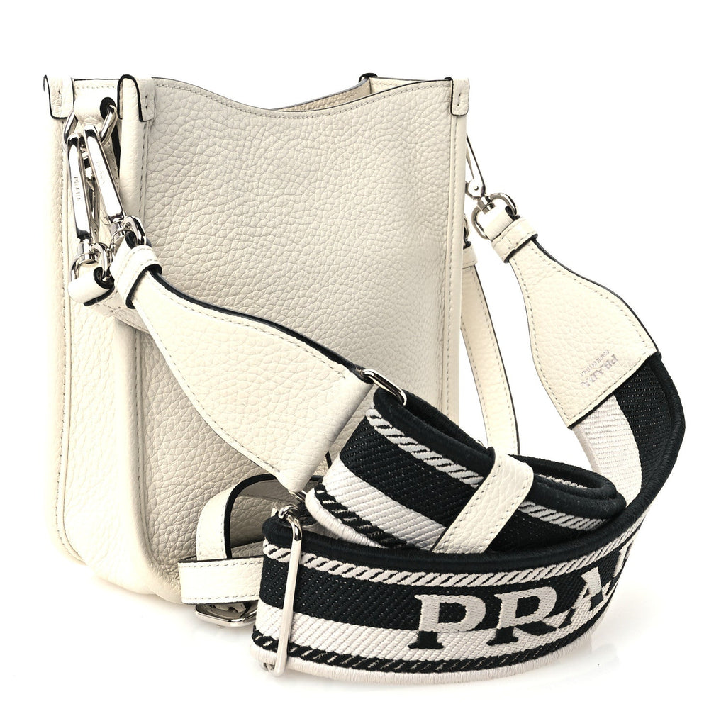 Vitello Daino Soft Mini Hobo Messenger Bag White