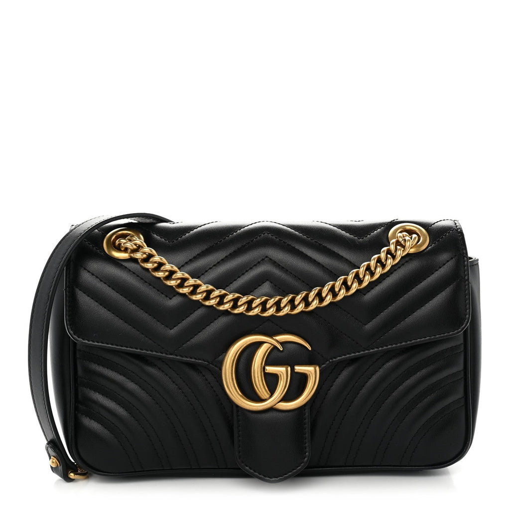 Calfskin Matelasse Small GG Marmont Shoulder Bag Black