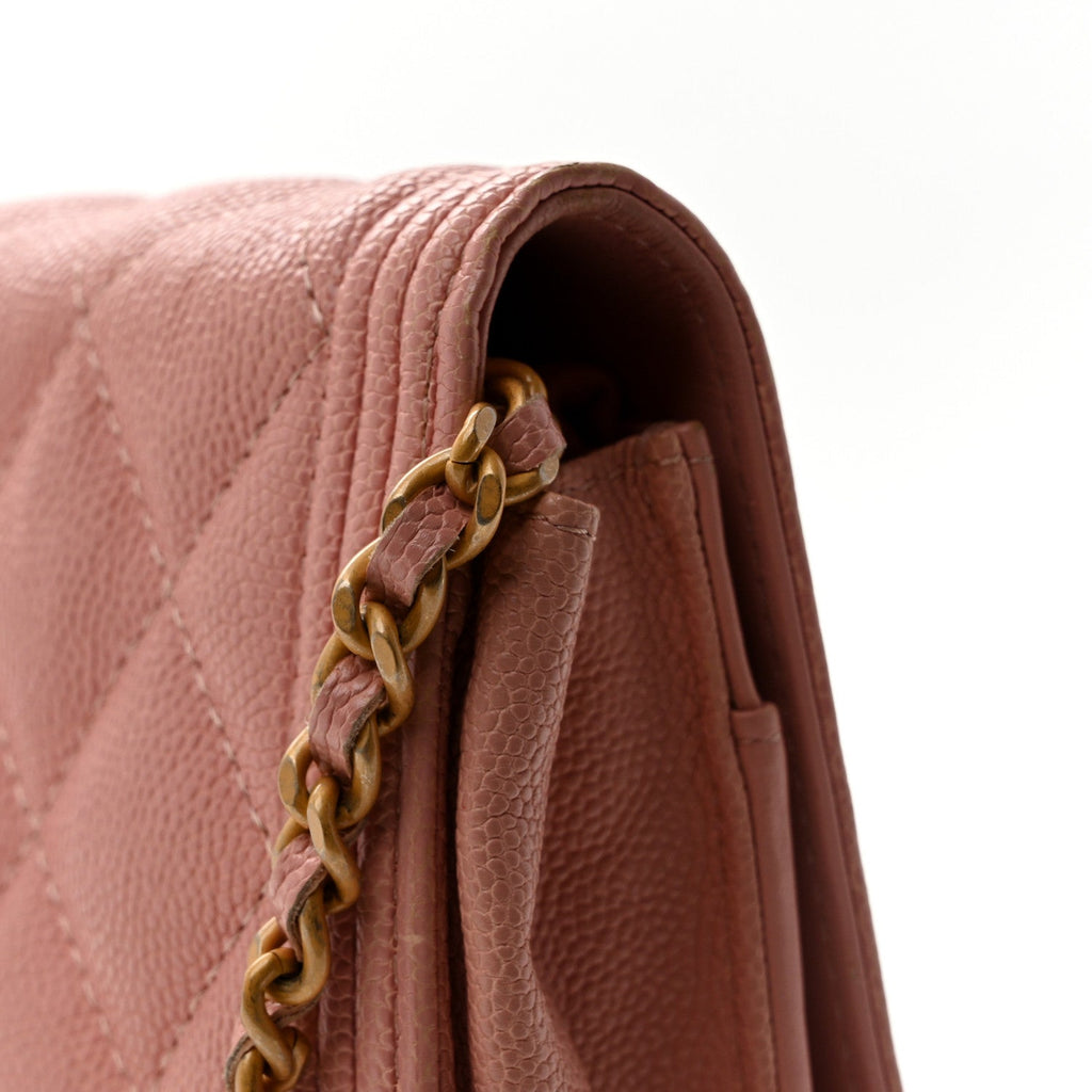 Caviar Quilted Boy Wallet On Chain WOC Pink