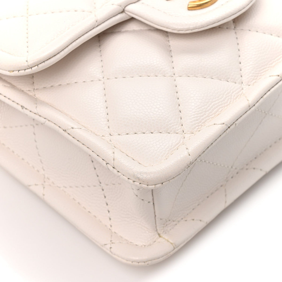 Caviar Quilted Mini Sweet Classic Flap White