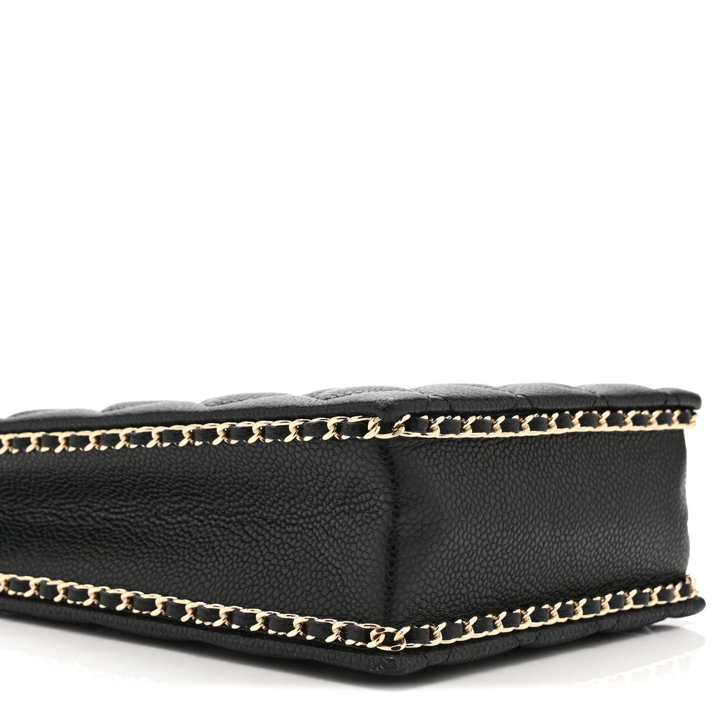 Caviar Quilted Evening Box Bag Black