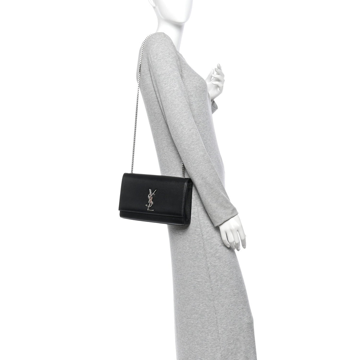 Grain De Poudre Medium Classic Monogram Kate Satchel Black