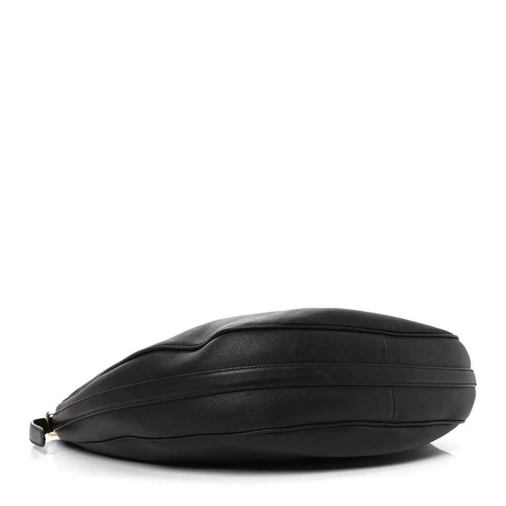 Vitello Daino Medium Arque Shoulder Bag Black