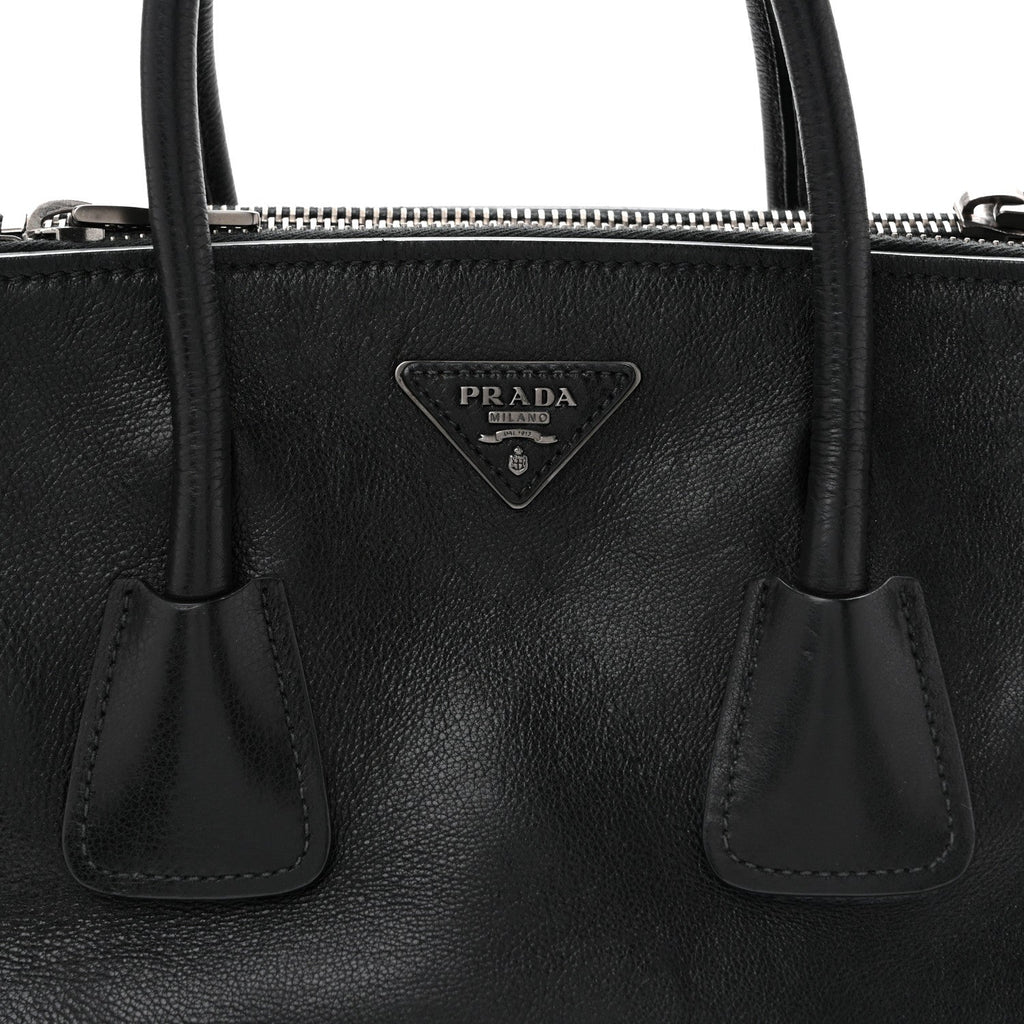 Glace Calf Twin Pocket Tote Black
