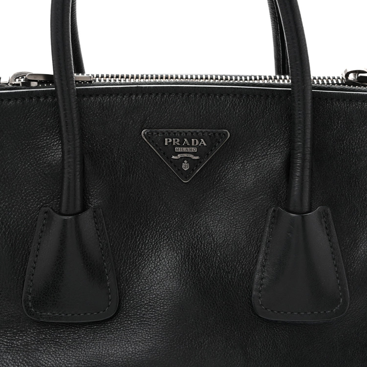 Glace Calf Twin Pocket Tote Black