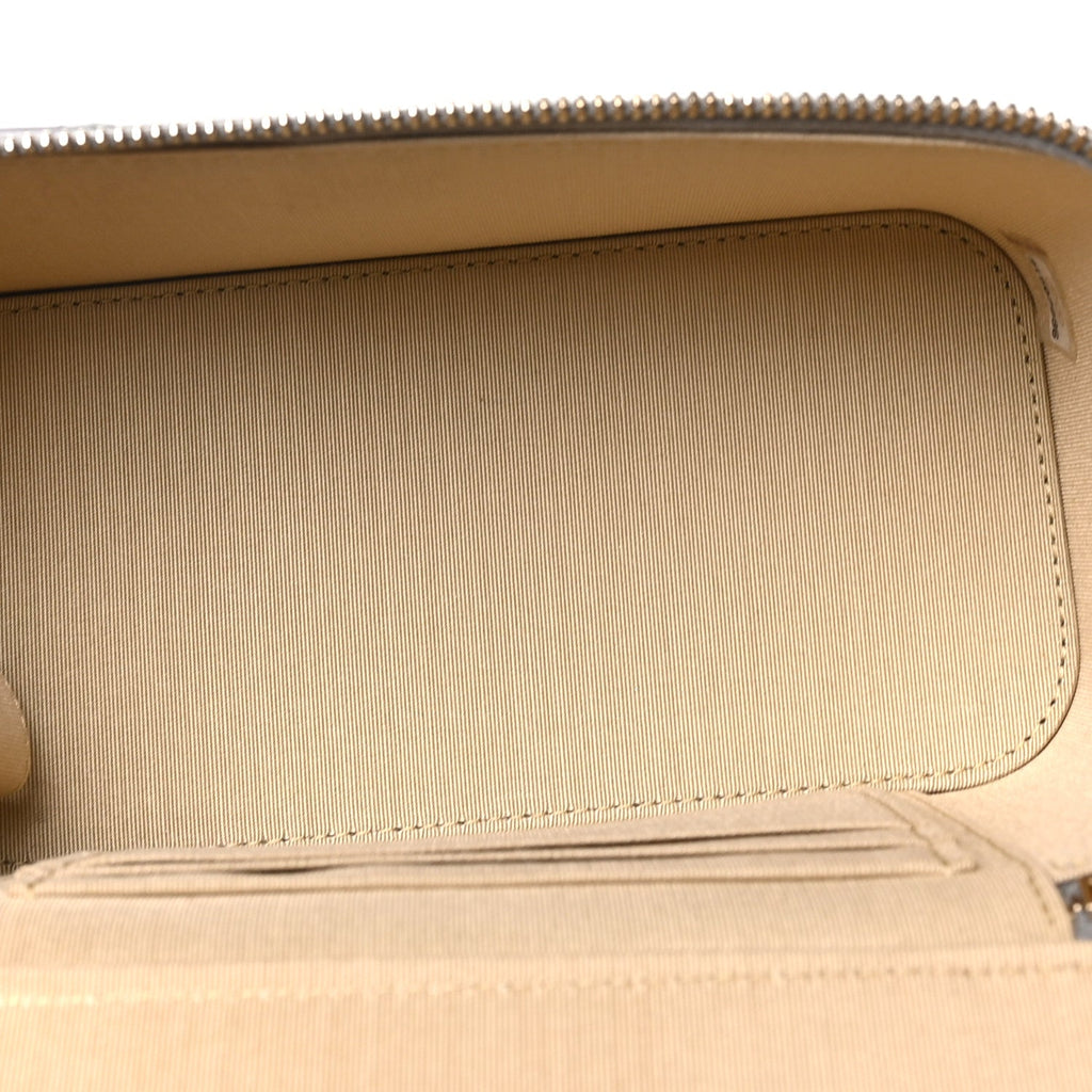 Lambskin Quilted Small Pearl Crush Vanity Case With Chain Grey