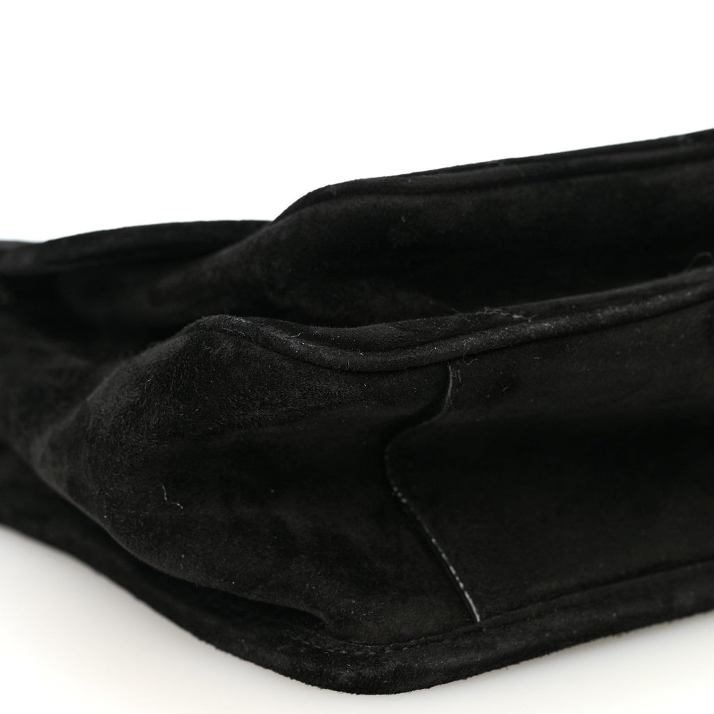 Suede Monogram Medium Niki Chain Satchel Black