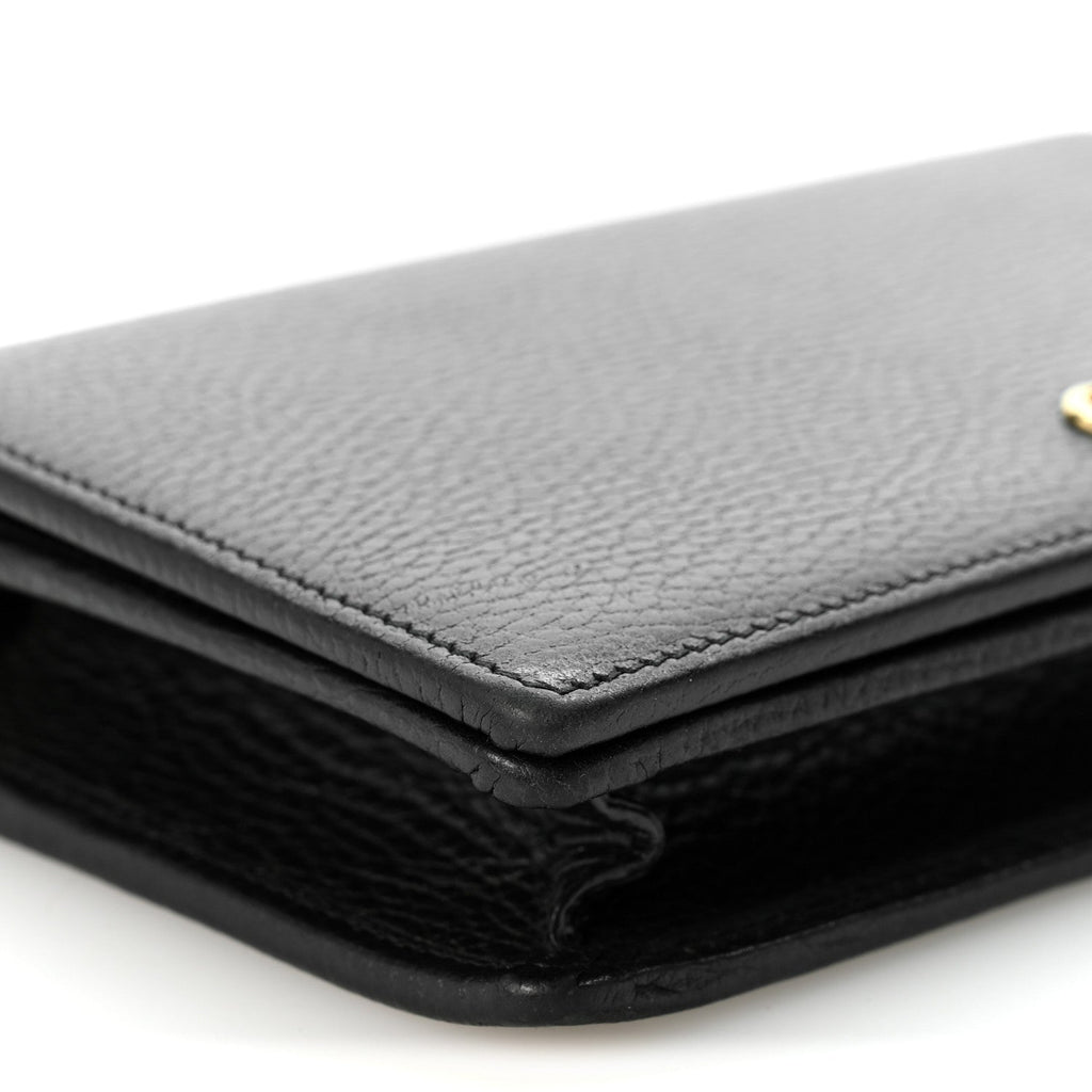 Calfskin Mini GG Marmont Chain Wallet Black