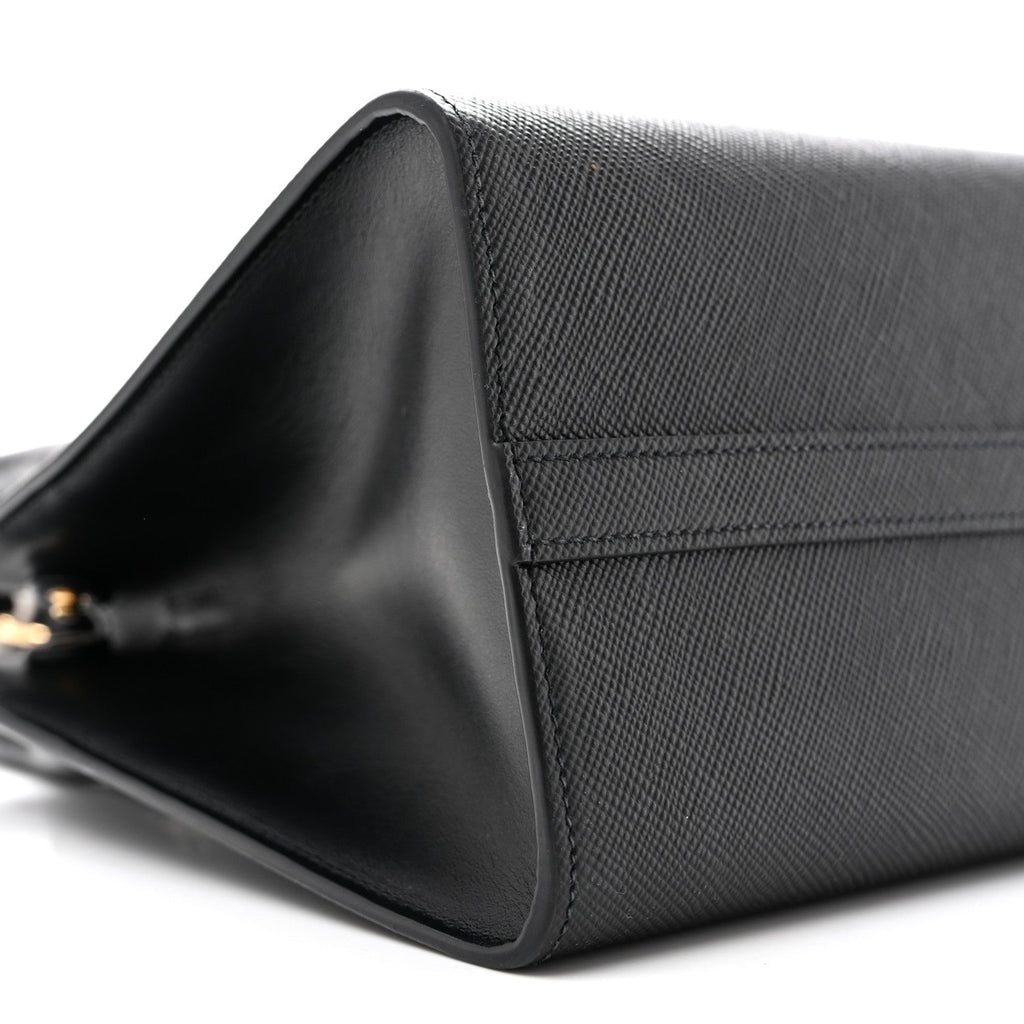 Saffiano Cuir Calfskin Small Monochrome Top Handle Tote Black