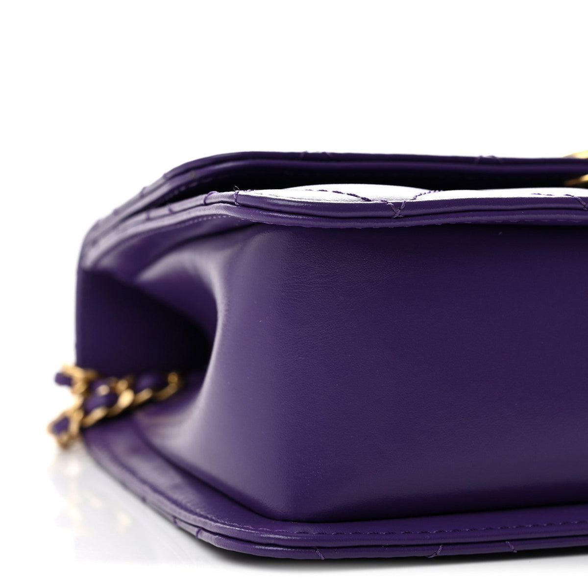 Calfskin Quilted Perfect Fit Flap Purple