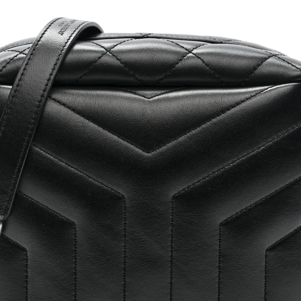 Calfskin Y Quilted Monogram Small Loulou Bowling Bag Black