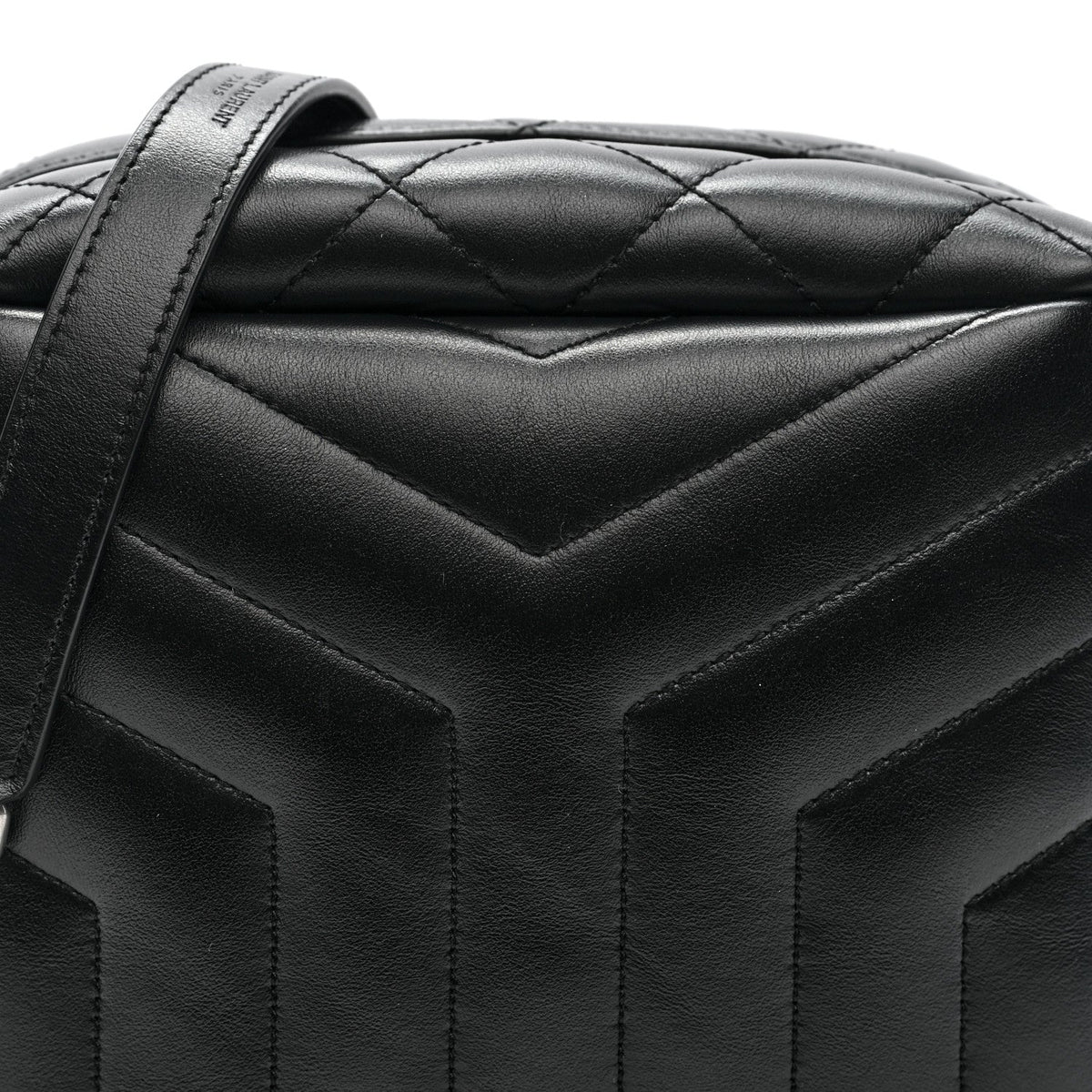 Calfskin Y Quilted Monogram Small Loulou Bowling Bag Black