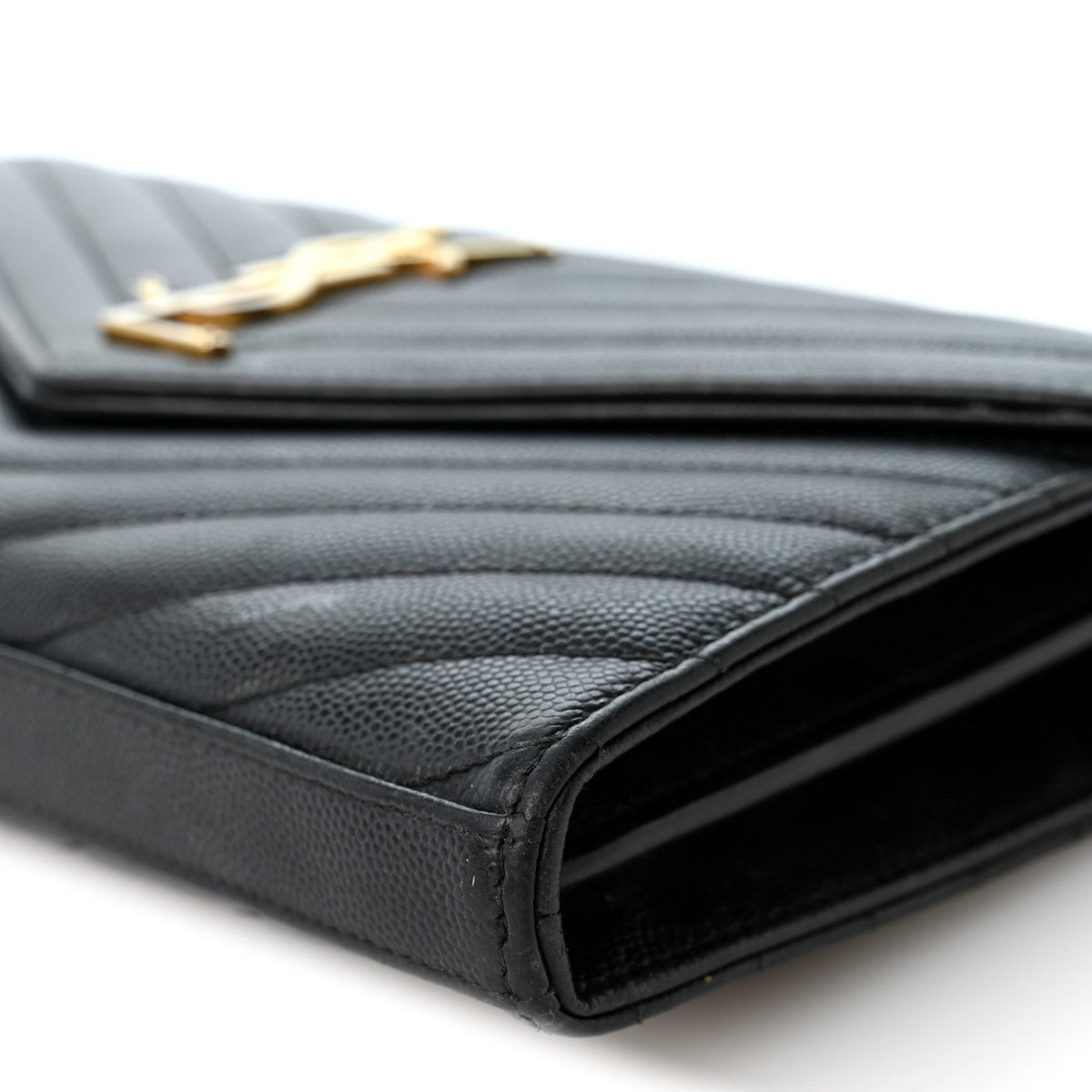 Grain De Poudre Matelasse Chevron Monogram Chain Wallet Black