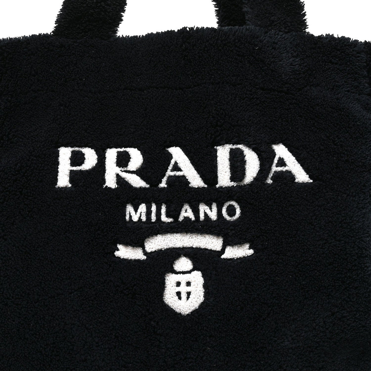 Terry Cloth Tote Bag Black White