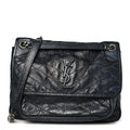 Crinkled Calfskin Matelasse Monogram Medium Niki Chain Satchel Storm