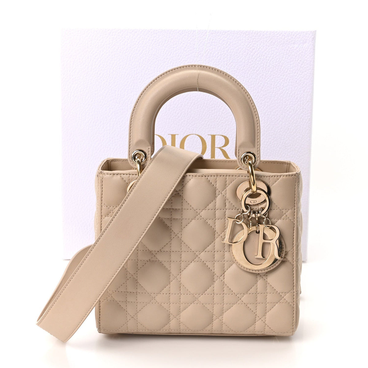 Lambskin Cannage Small My ABCDior Lady Dior Beige