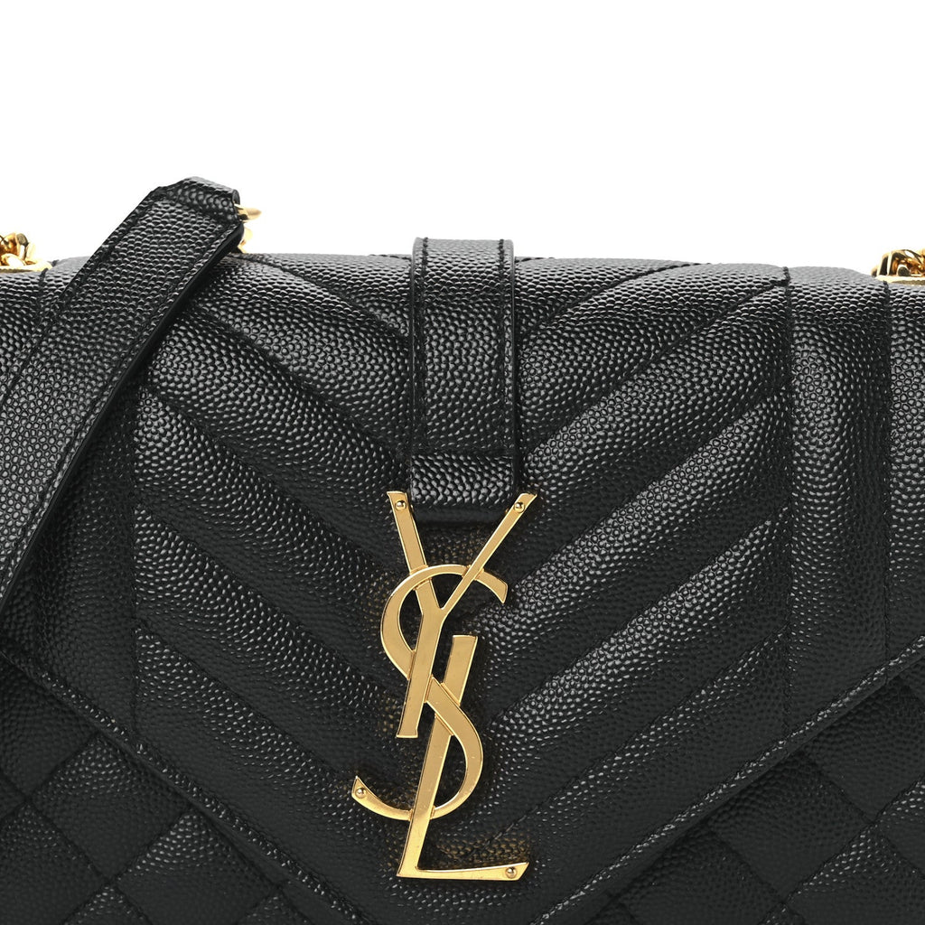 Grain De Poudre Textured Mixed Matelasse Triquilt Small Monogram Satchel Black