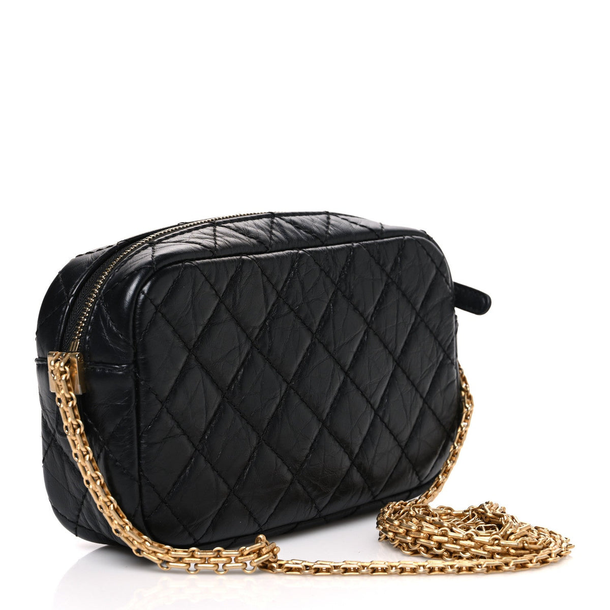 Aged Calfskin Quilted Mini Lucky Charm Reissue Camera Case Black