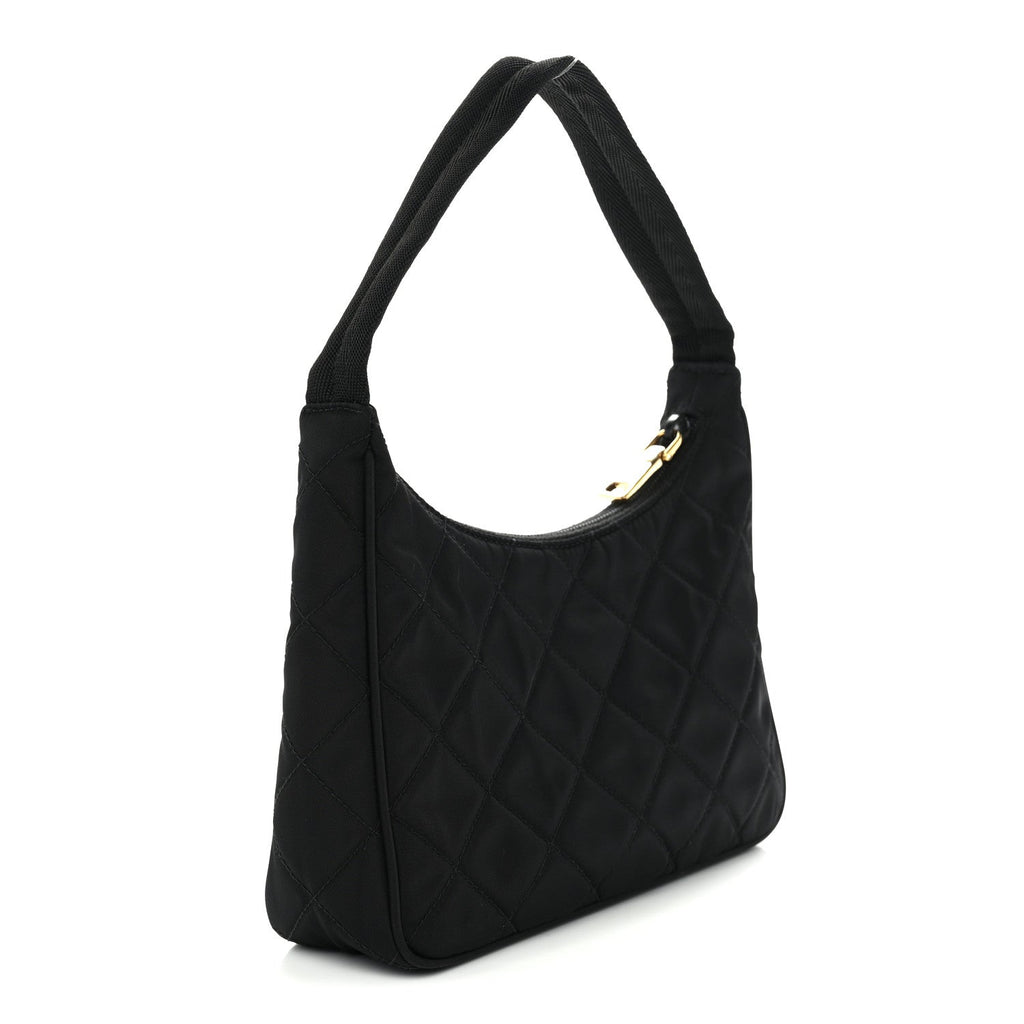 Tessuto Nylon Stitched Shoulder Bag Black