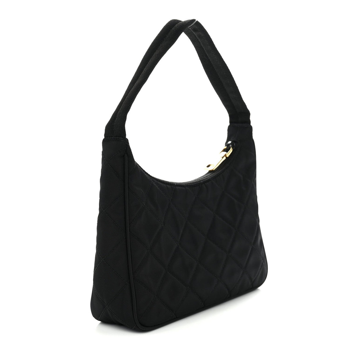 Tessuto Nylon Stitched Shoulder Bag Black