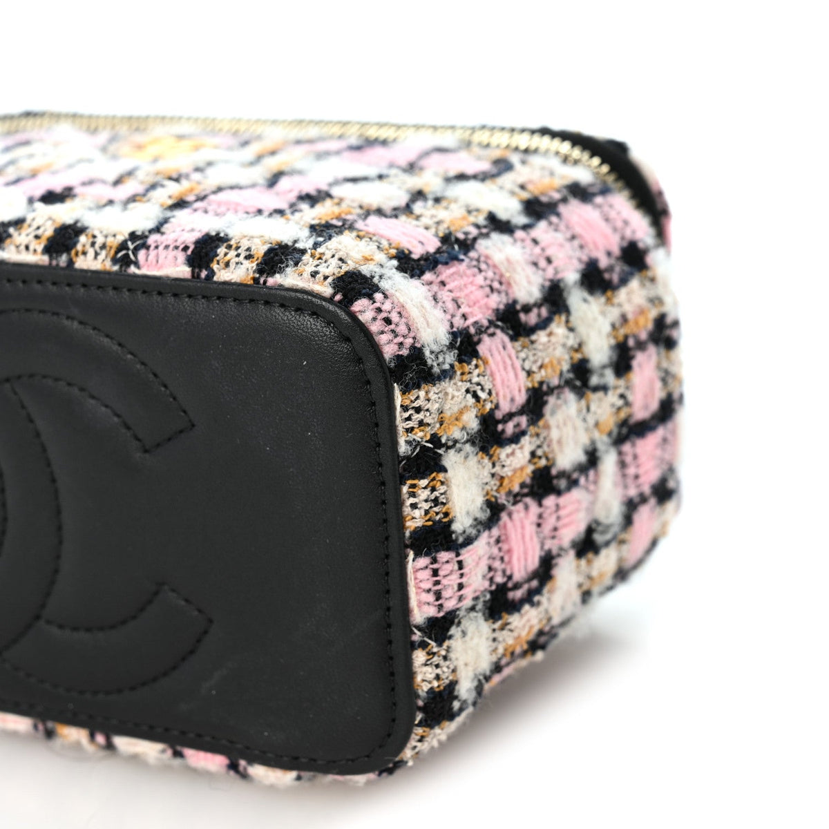 Tweed Pearl Crush Small Vanity Case With Chain Pink Multicolor