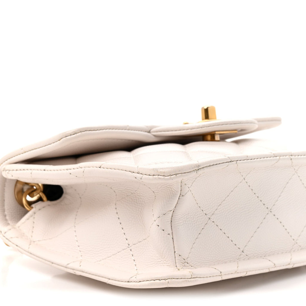 Caviar Quilted Mini Sweet Classic Flap White