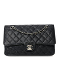 Caviar Quilted Medium Double Flap Black