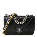 Lambskin Quilted Chanel 19 Wallet On Chain WOC Black