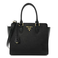 Saffiano Soft Calfskin Small Zippered Tote Black