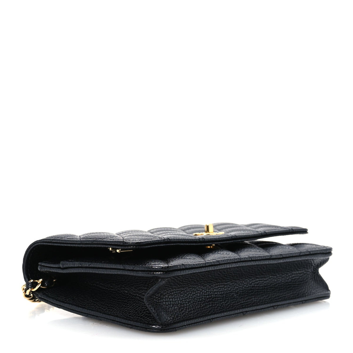 Caviar Quilted CC Turnlock Wallet On Chain WOC Black