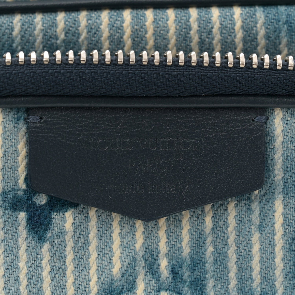Hickory Stripes Denim Monogram Watercolor Outdoor Pouch Blue