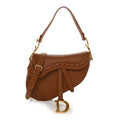 Bobby Calfskin Marquetry Saddle Bag With Strap Marron
