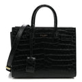 Calfskin Crocodile Embossed Nano Sac De Jour Black
