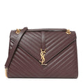 Grain De Poudre Matelasse Chevron Large Monogram Satchel Amaranto