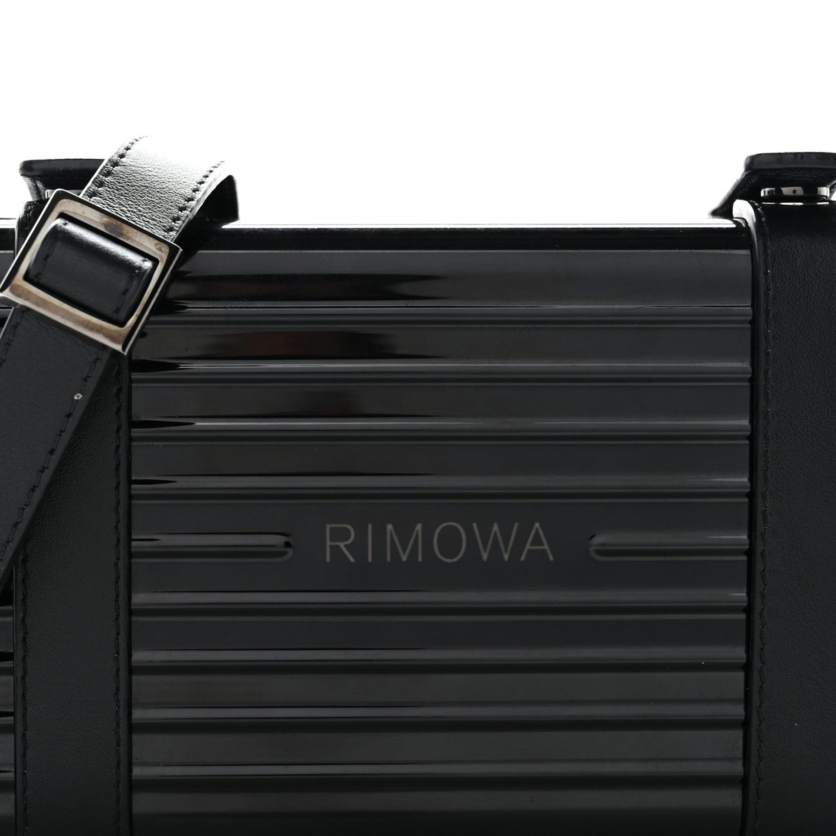 X RIMOWA Aluminum Personal Clutch On Strap Black