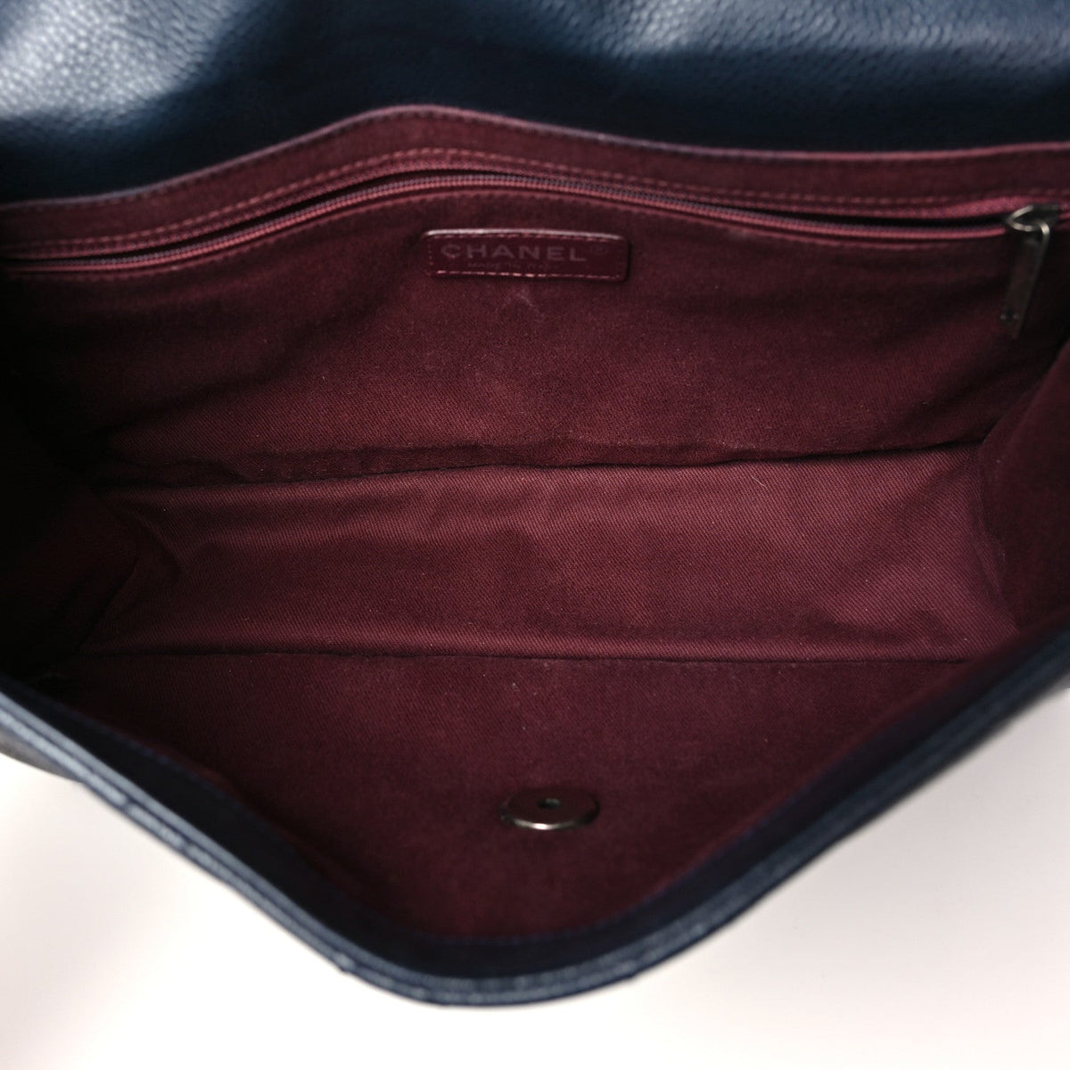 Caviar Quilted Large Retro Class Flap  Navy