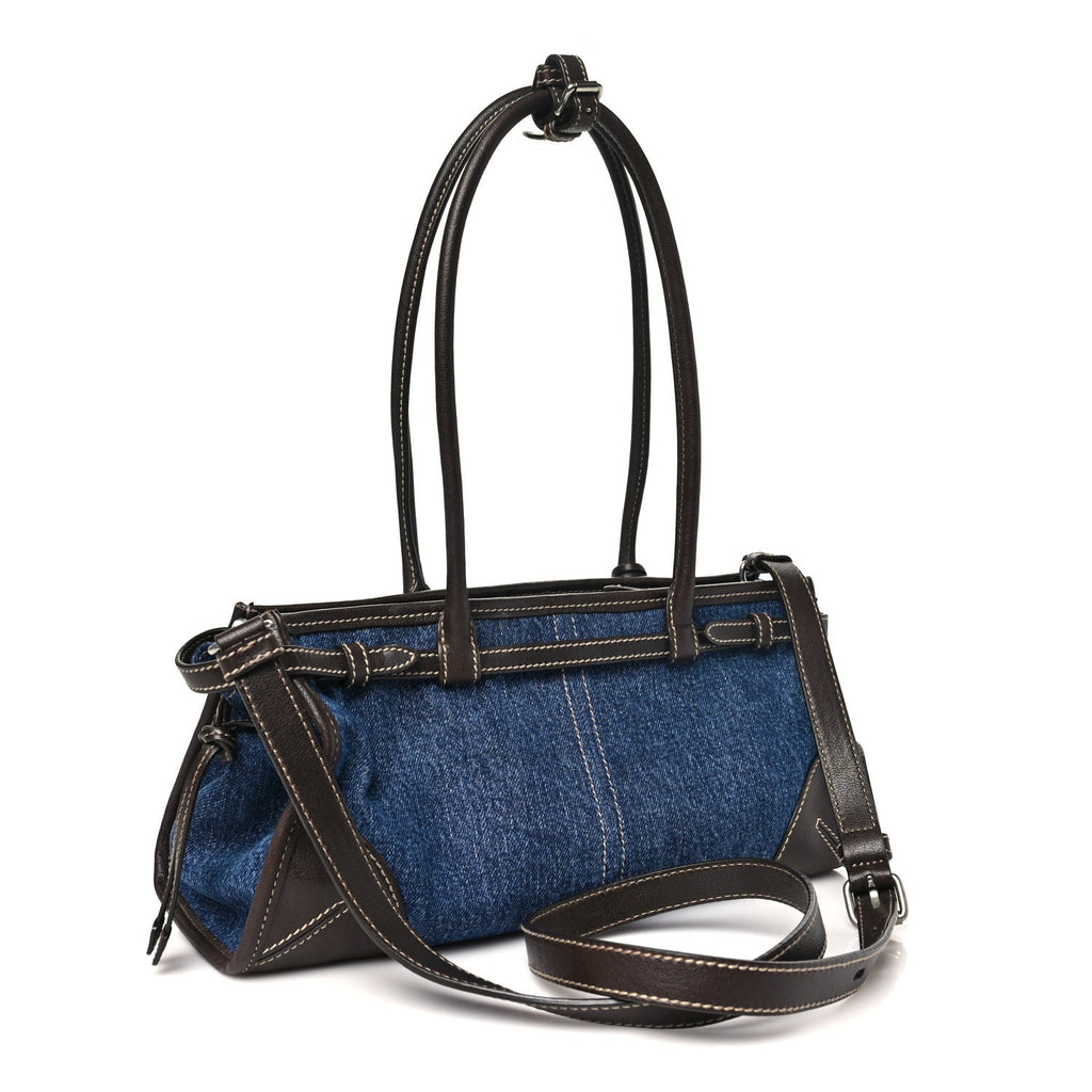 Denim Buffalo Triangle Medium Bonnie Shoulder Bag  Blue Caffe