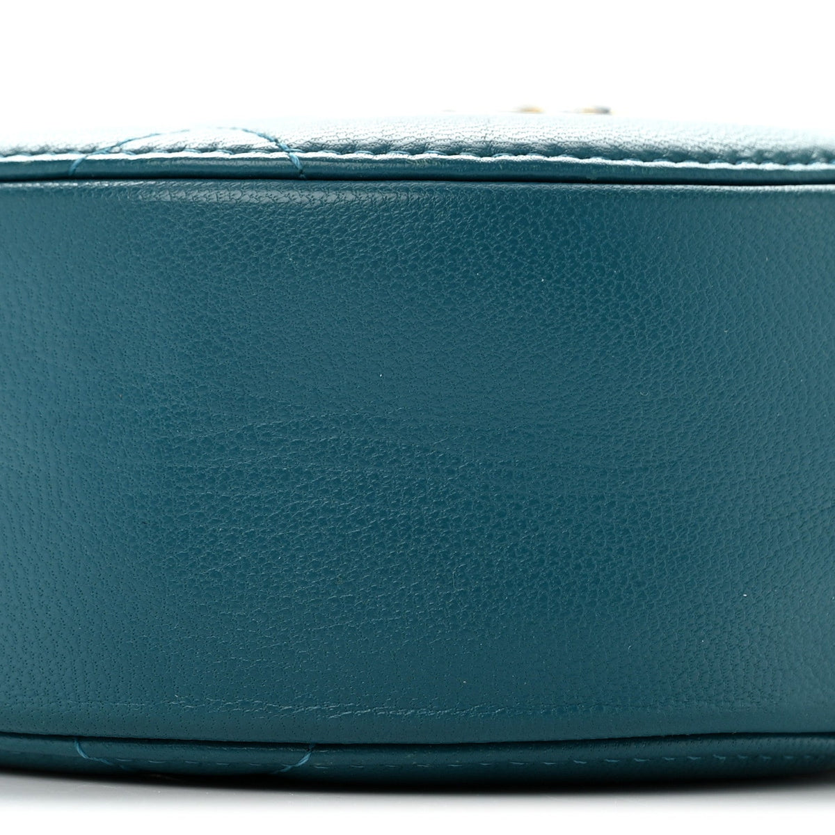 Goatskin Quilted Chanel 19 Round Clutch With Chain Blue