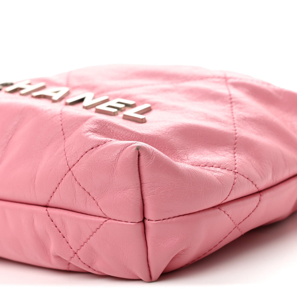 Shiny Calfskin Quilted Mini Chanel 22 Pink