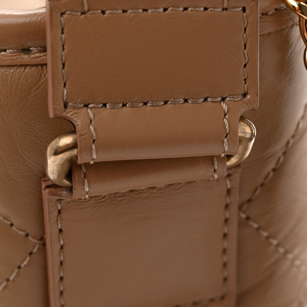 Aged Calfskin Quilted New Medium Gabrielle Hobo Beige