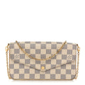 Damier Azur Pochette Felicie Chain Wallet Rose Ballerine