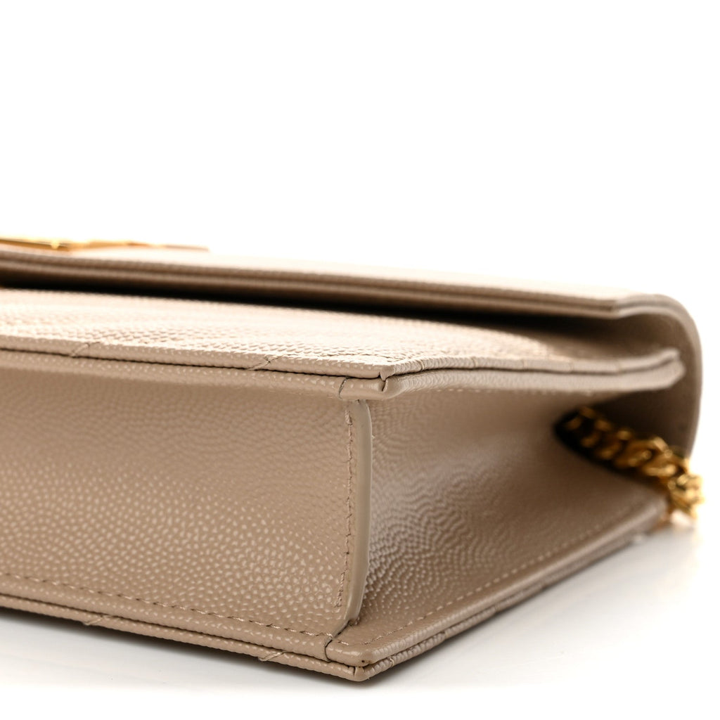 Grain De Poudre Matelasse Chevron Monogram Envelope Chain Wallet Dark Beige