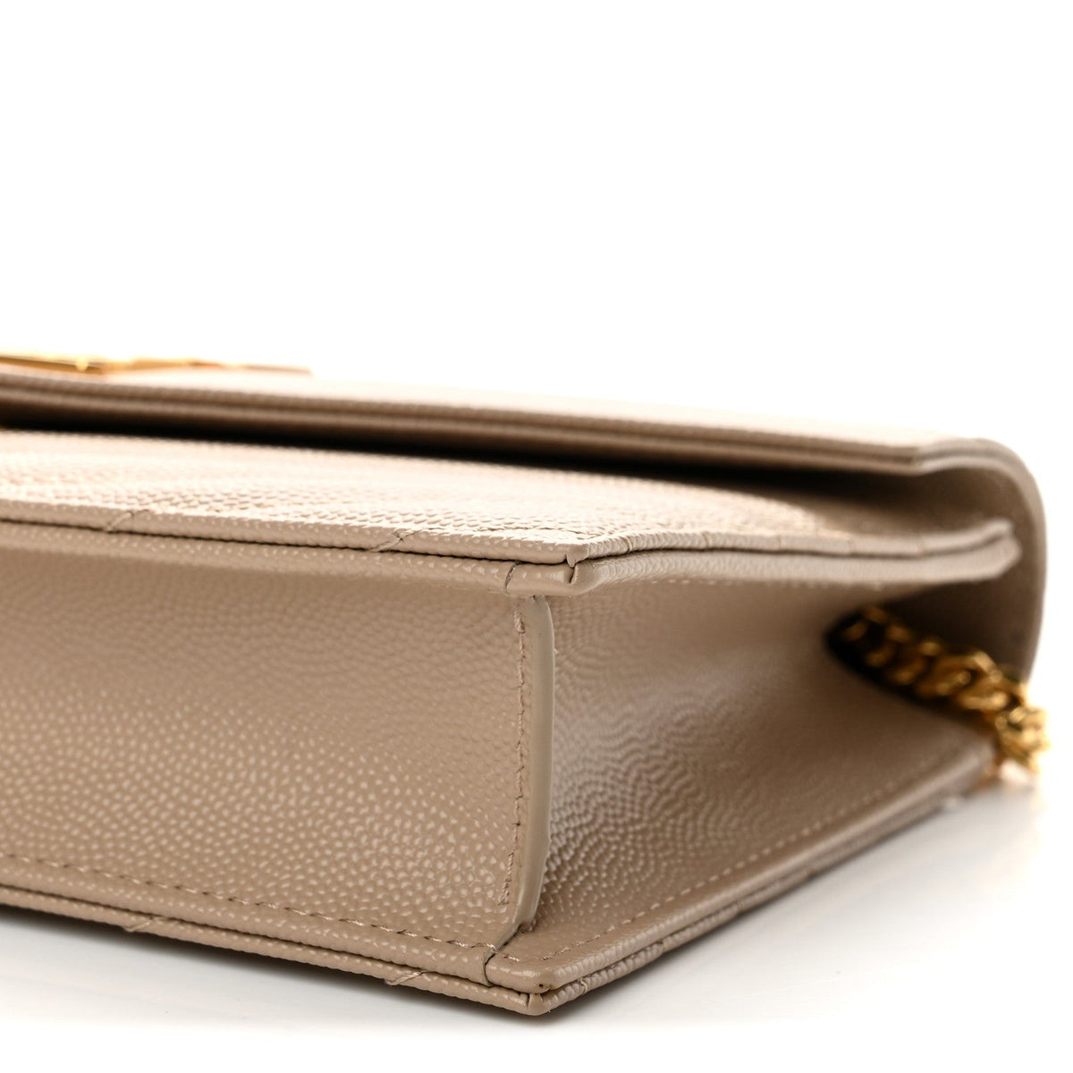 Grain De Poudre Matelasse Chevron Monogram Envelope Chain Wallet Dark Beige