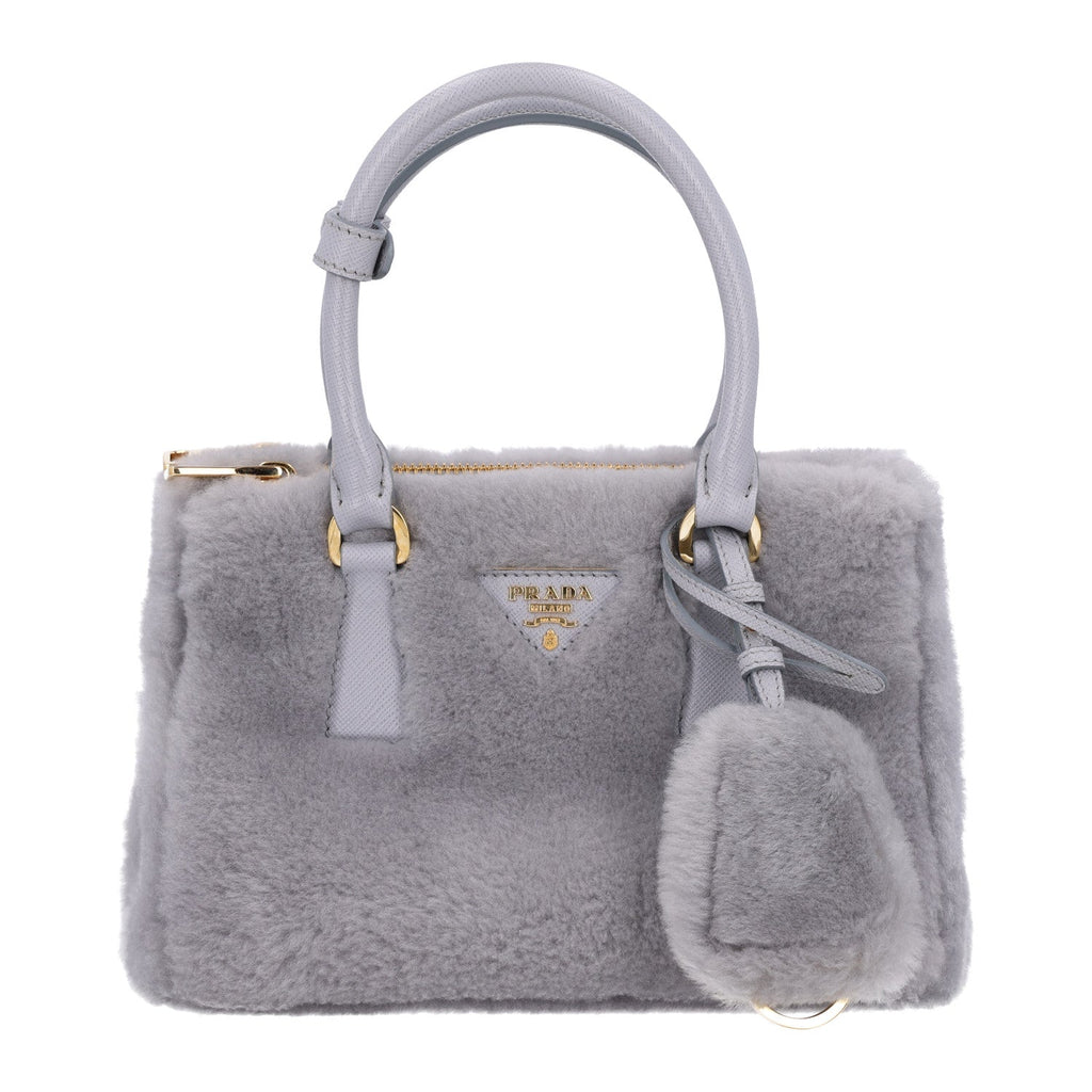 Montone Saffiano Mini Galleria Double Zip Tote Fiordaliso
