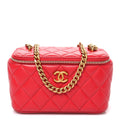 Caviar Quilted Sweetheart Vanity Case Dark Red