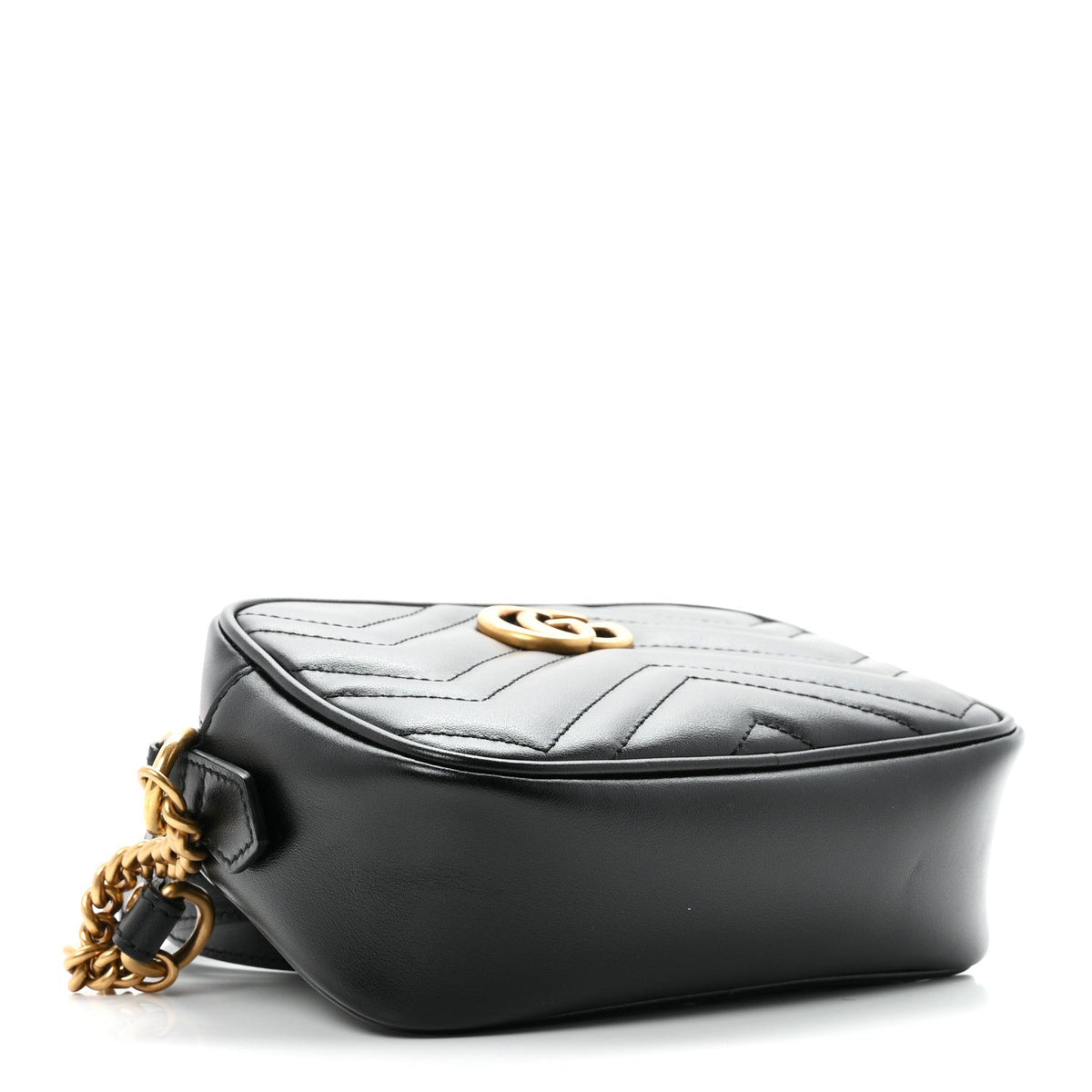 Calfskin Matelasse Mini GG Marmont Chain Shoulder Bag Black