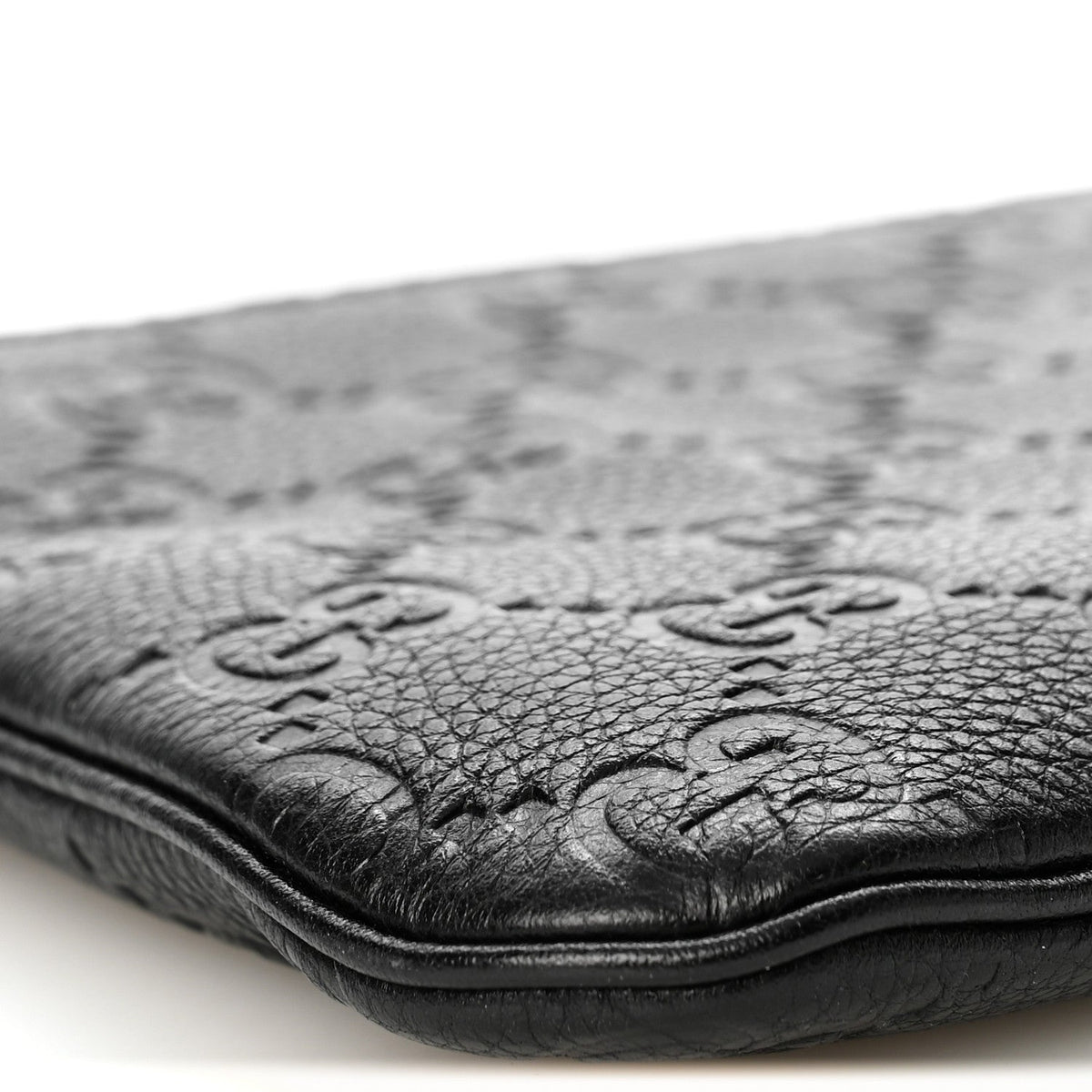 GG Grainy Calfskin Emblem Medium Shoulder Bag Black