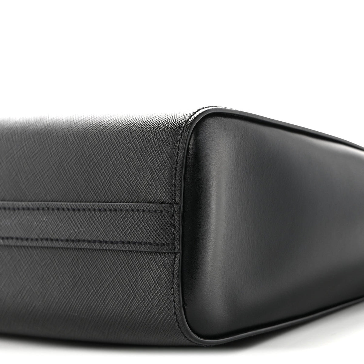 Saffiano Soft Calfskin Small Zippered Tote Black