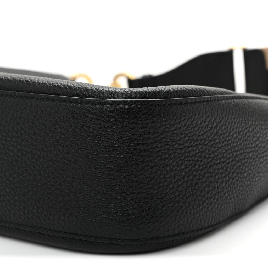Vitello Daino Soft Large Zippered Messenger Hobo Black