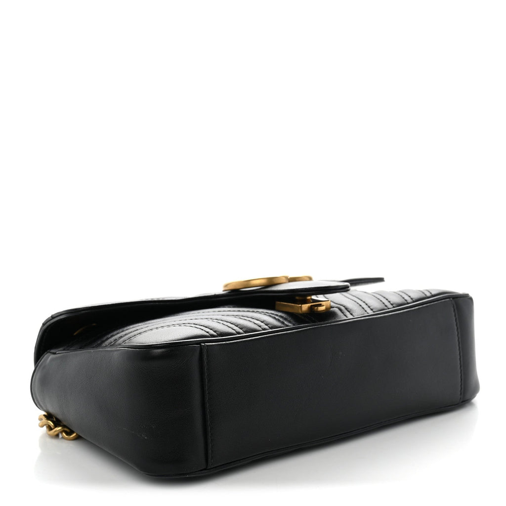 Calfskin Matelasse Small GG Marmont Shoulder Bag Black